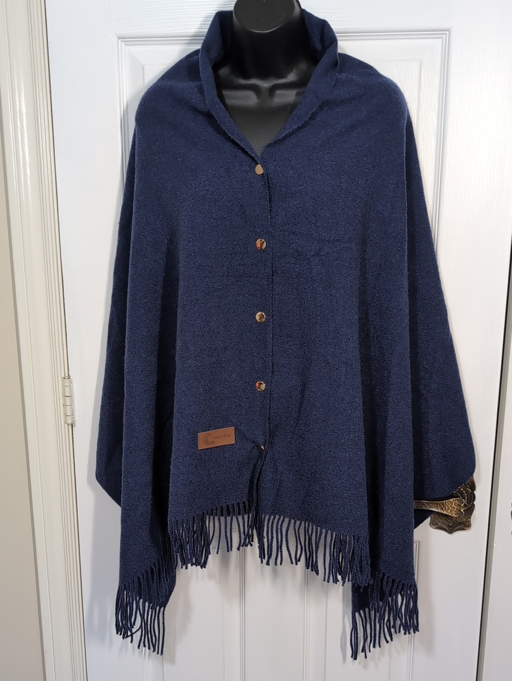 Cashmere Blend Snap Cape Shawl Wrap Scarf
